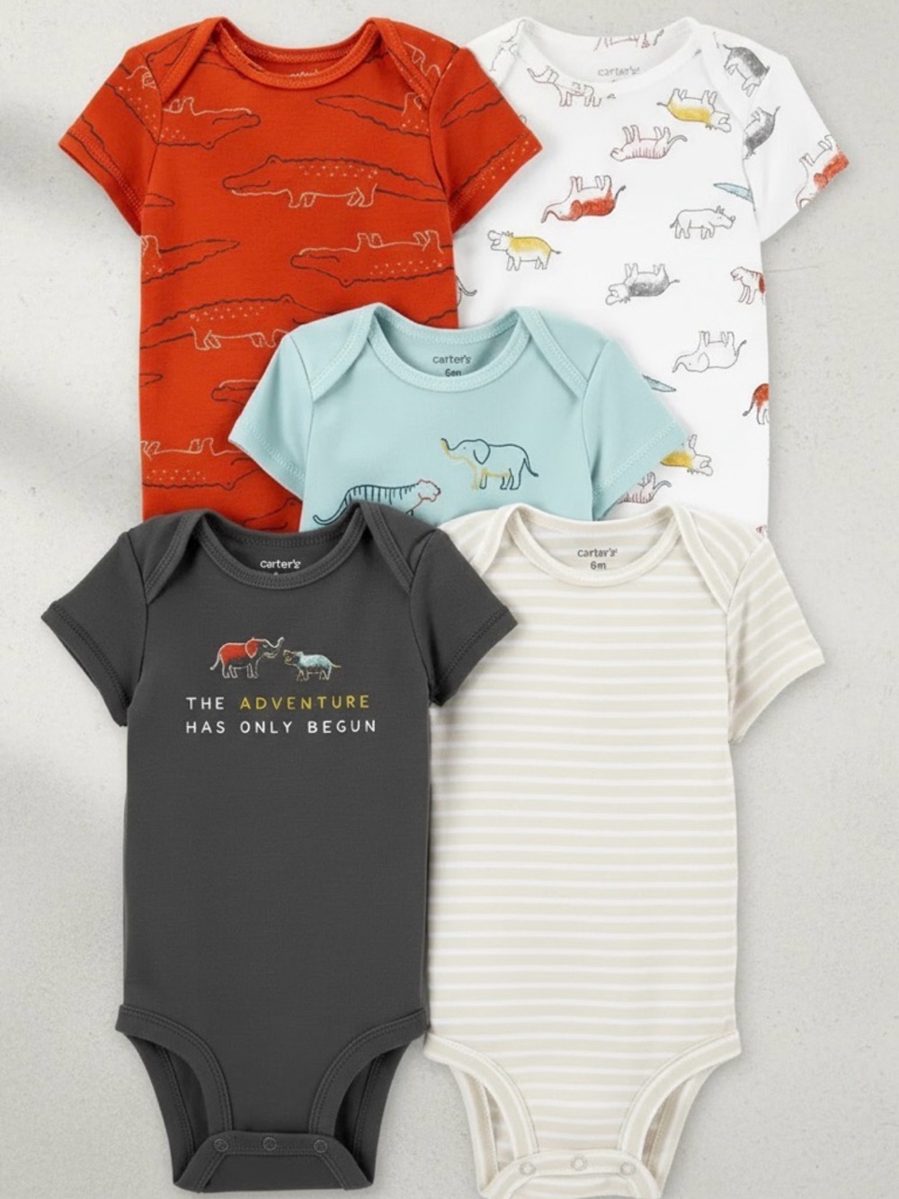 Carter's Baby Boys lShort Sleeve Rib 5-pc. Bodysuit -NWOT